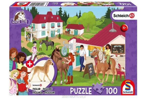 SCHLEICH – Puzzle 100, Klub jeździecki + figurka