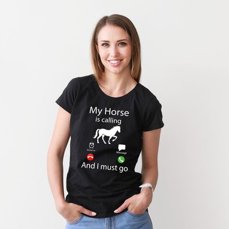 Koszulka „Horses Calling” – YORK czarna, rozm.38/M